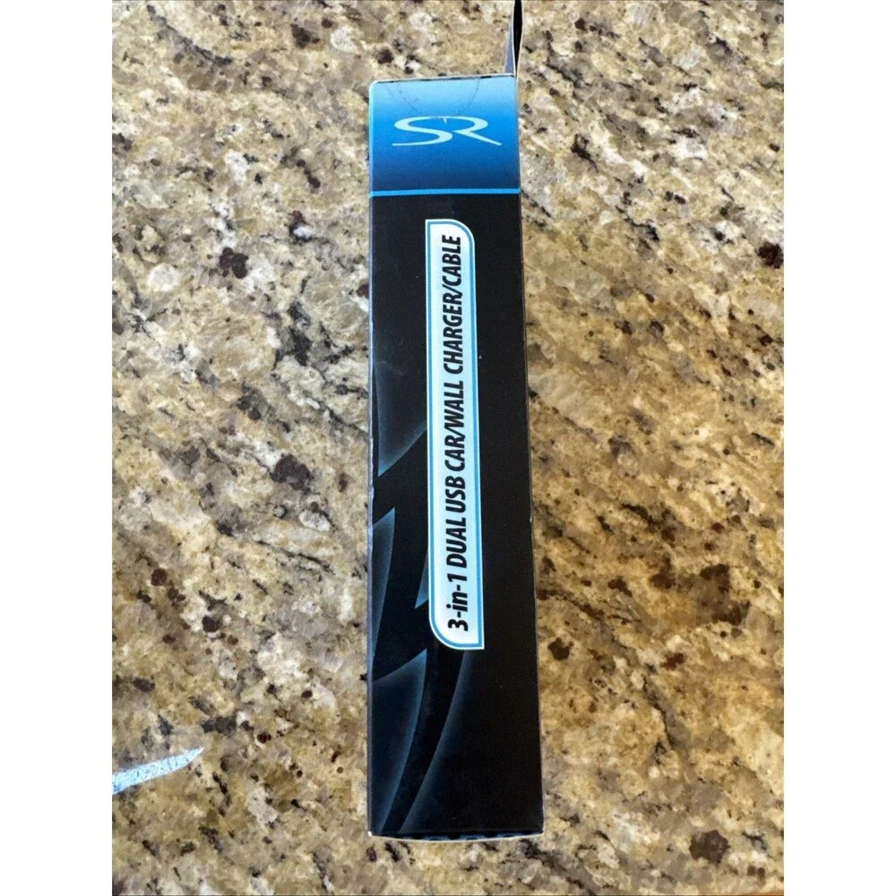 Brand New: 3-in-1 Dual USB Car/Wall Charger/Cable Solaray Phone Charger Sleek